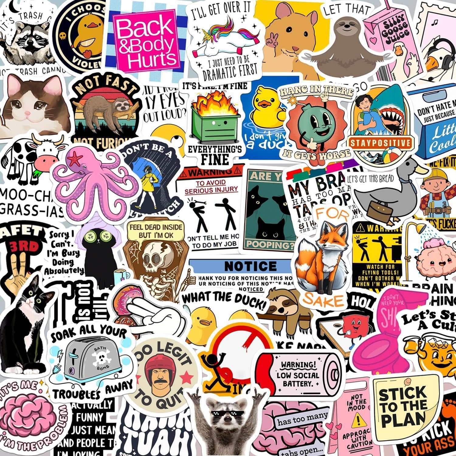 130PCS Funny Saying Sticker Pack - Snarky, Sarcastic Bold Humor Vinyl Waterproof Meme stickers for laptop