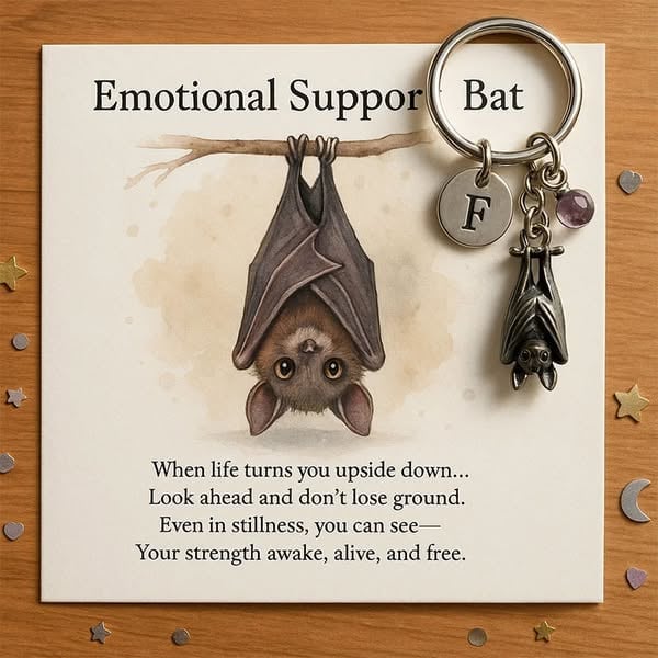Emotional Support Bat Inspirational Keychain