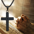 Lord's Prayer Scibble Cross Necklace