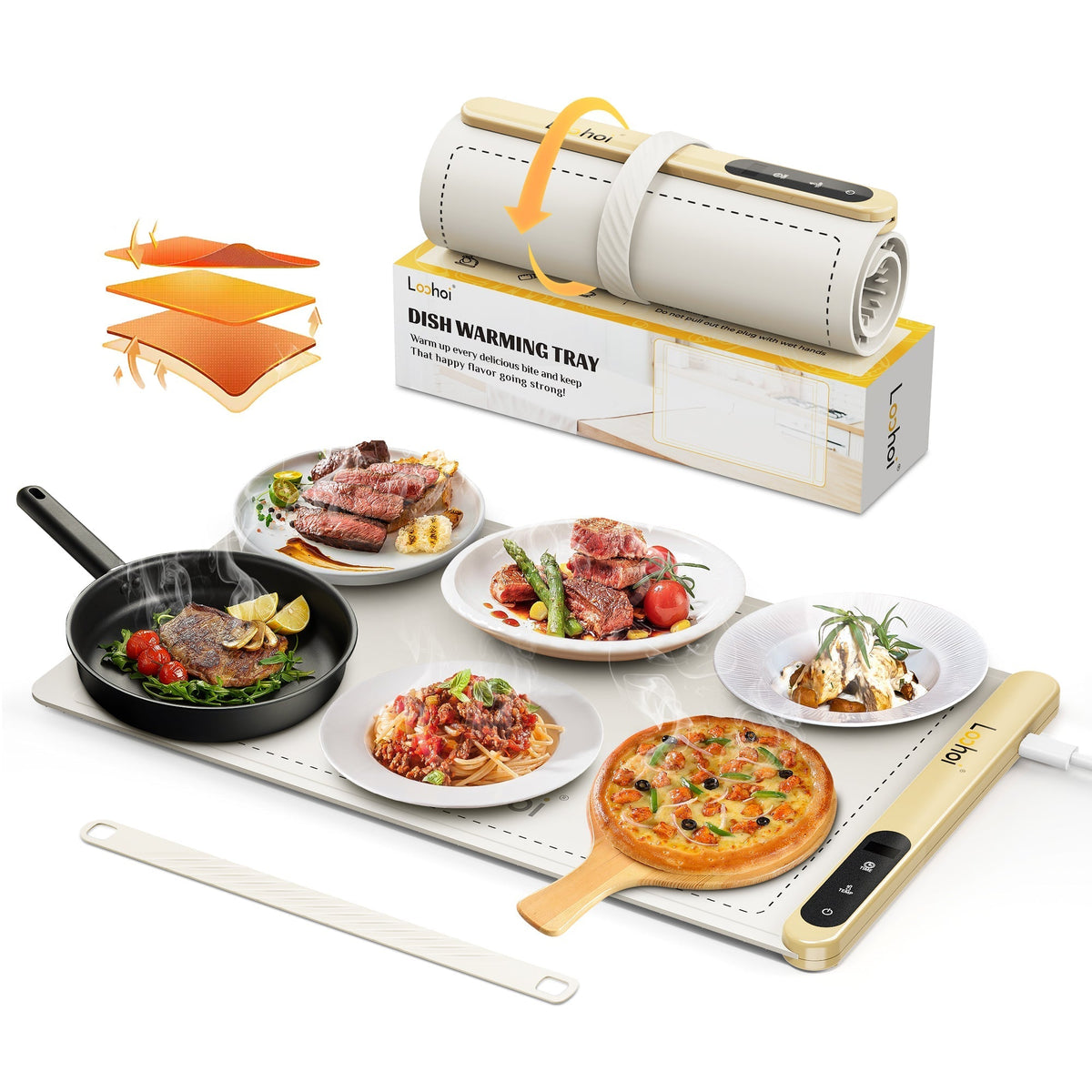 Full Surface Heating Food Warming Mat with 6 Temperature Settings