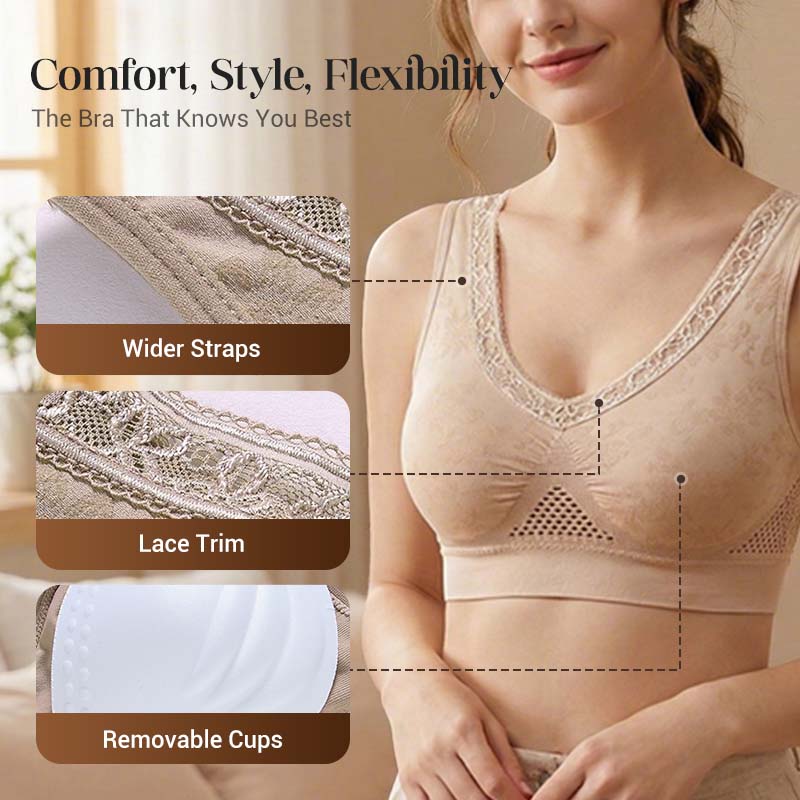 【 1+1 Free - 2 Pcs】Pure Cotton Buttonless Comfy Lifting Bra