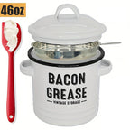 42 oz bacon grease container with strainer and food-grade silicone spatula