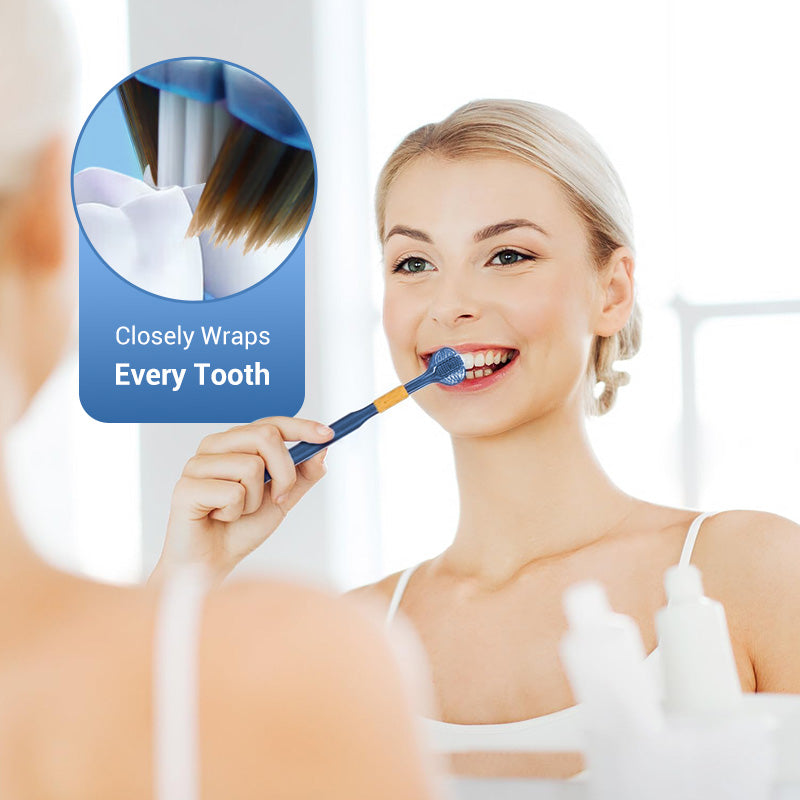 Three-headed multi-angle cleaning toothbrush