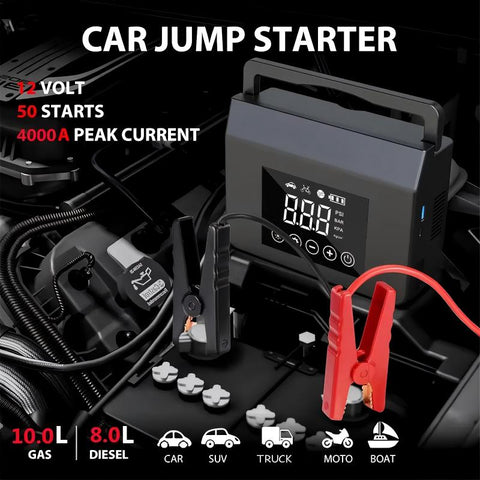 2-in-1 Car Starter & Air Compressor - Start Your Engine and Inflate Tires Anytime, Anywhere