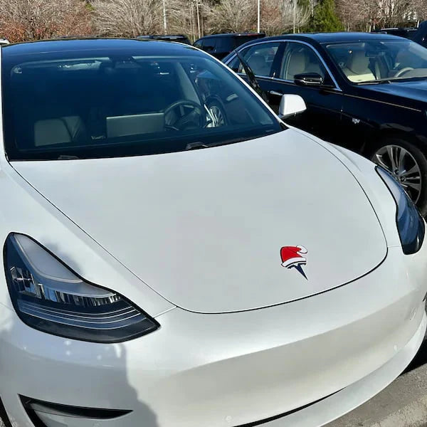 Santa Hat Overlay for Tesla Emblem, Reusable