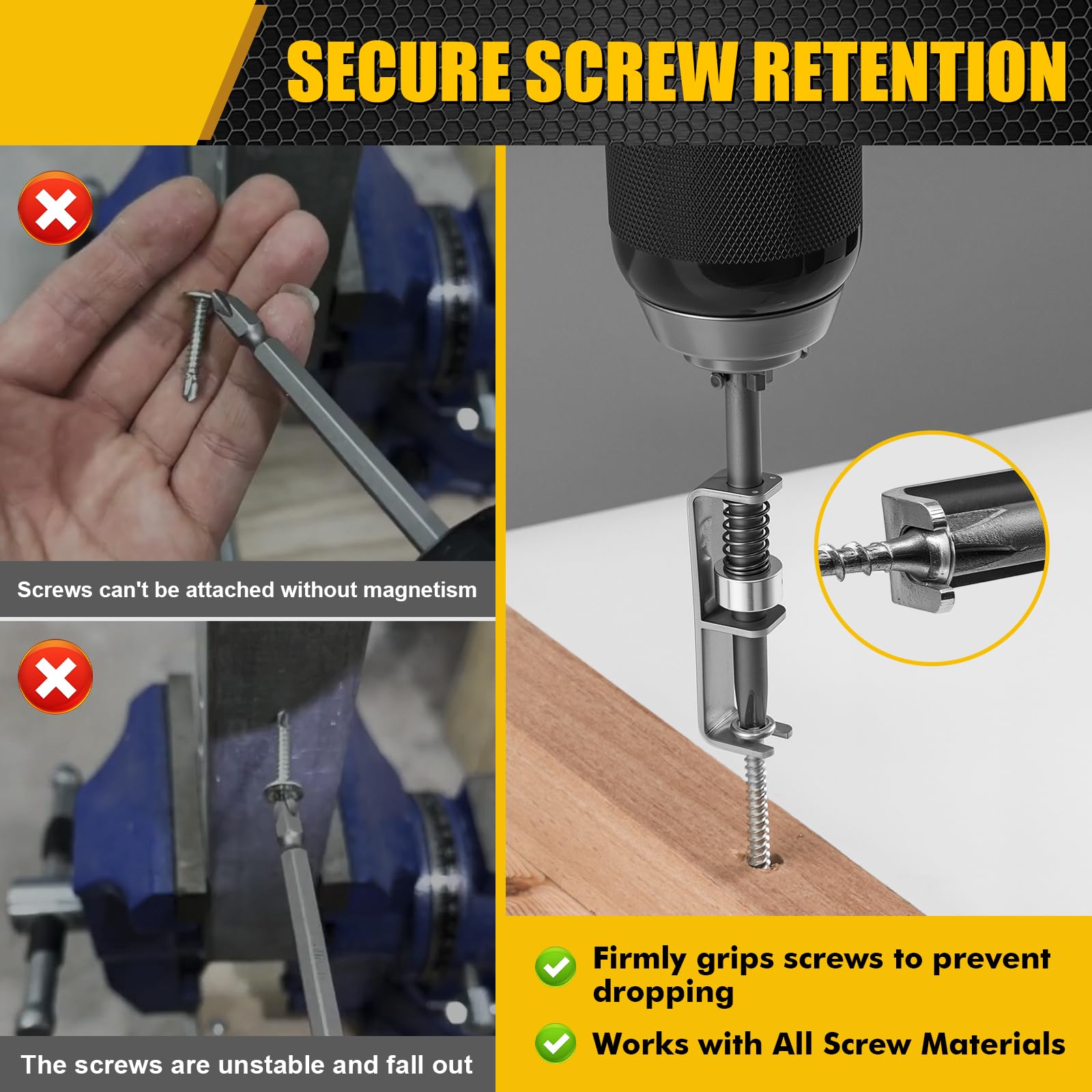 2 Pcs Spring-loaded Screw Holder Bit