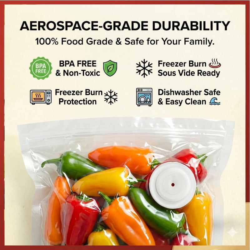 ChefShield™ Wireless Sealer + 6 Heavy-Duty Vacuum Pouches + 30 Heavy-Duty Vacuum Pouches