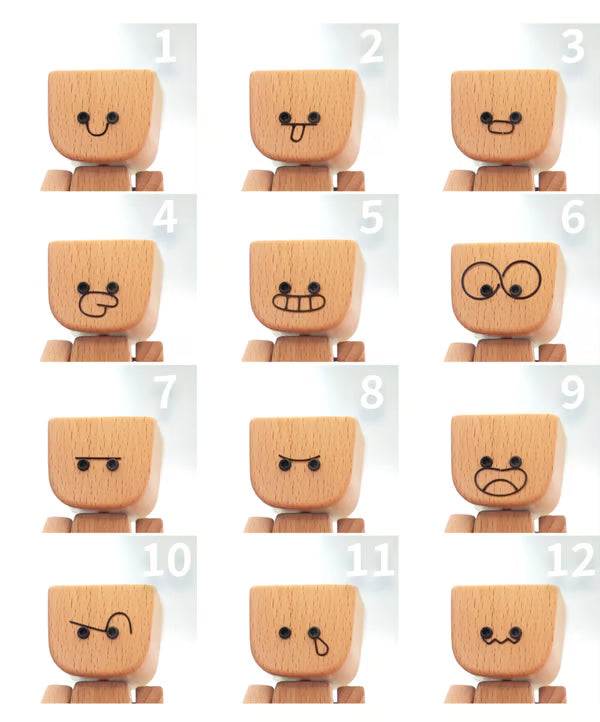 New Year's Special Offer: Charming Little Wooden Figure That Sways with 12PCS Expressions
