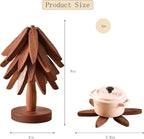 Natural Tree Trivet Set - 4 wooden Trivets & 1 Stand