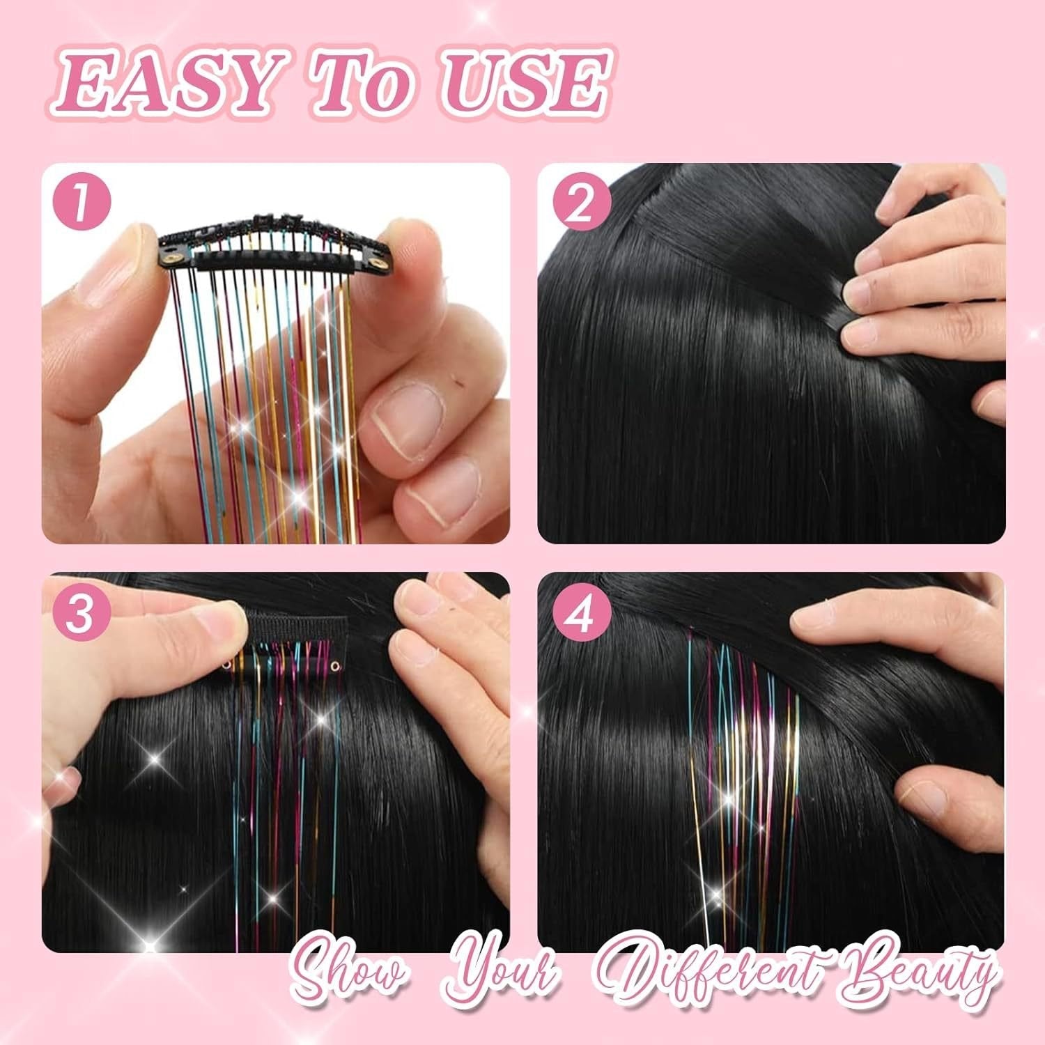 Clip-in Tinsel Hair Extensions