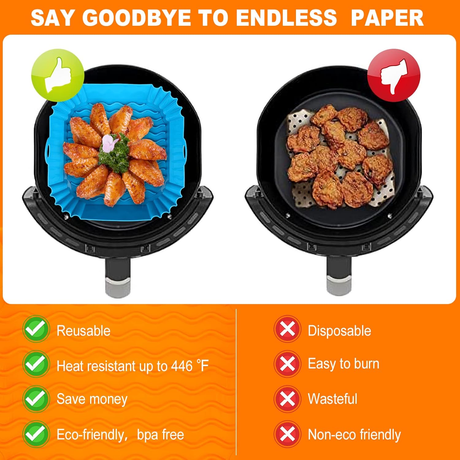 Square Silicone Reusable Cooking Basket Insert
