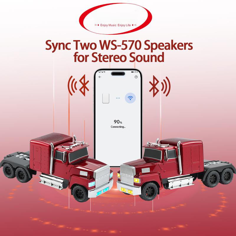 ONLY WSTER WS-570 Big Truck Model Bluetooth Speaker with USB TF Card AUX FM Radio TWS Pairing
