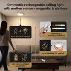 Dimmable rechargeable ceiling light with motion sensor – magnetic & wireless