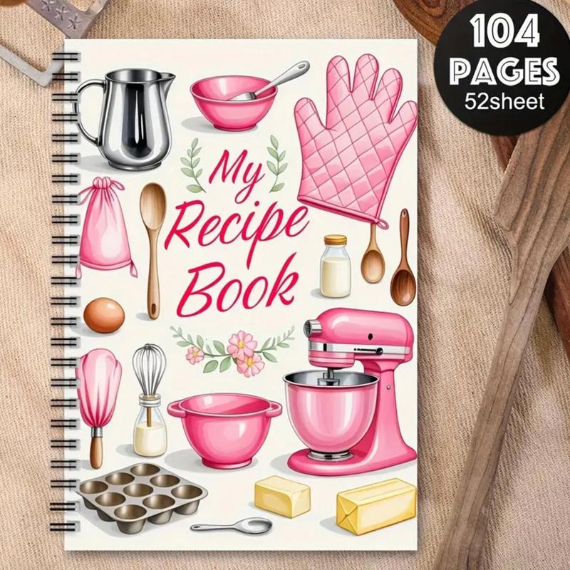Durable Spiral My Cookbook Notebook Illustrated Kitchen Tools Creative Warmth