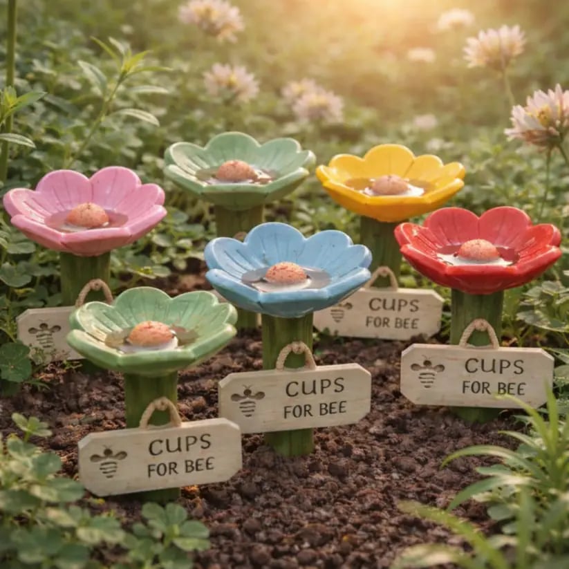 Flower-Shaped Resin Bee Watering Station