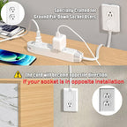 #1 Bestselling 6FT Ultra Flat Plug Extension Cord Power Strip with 3 Outlets