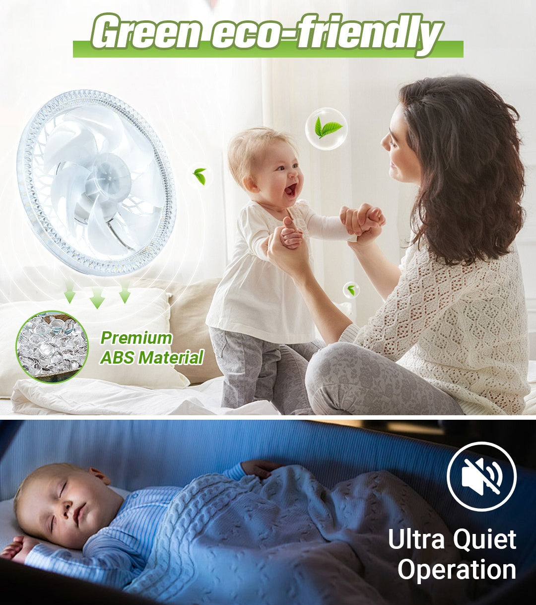 New for 2-in-1 Mute Adjustable Fan Light with Remote Control