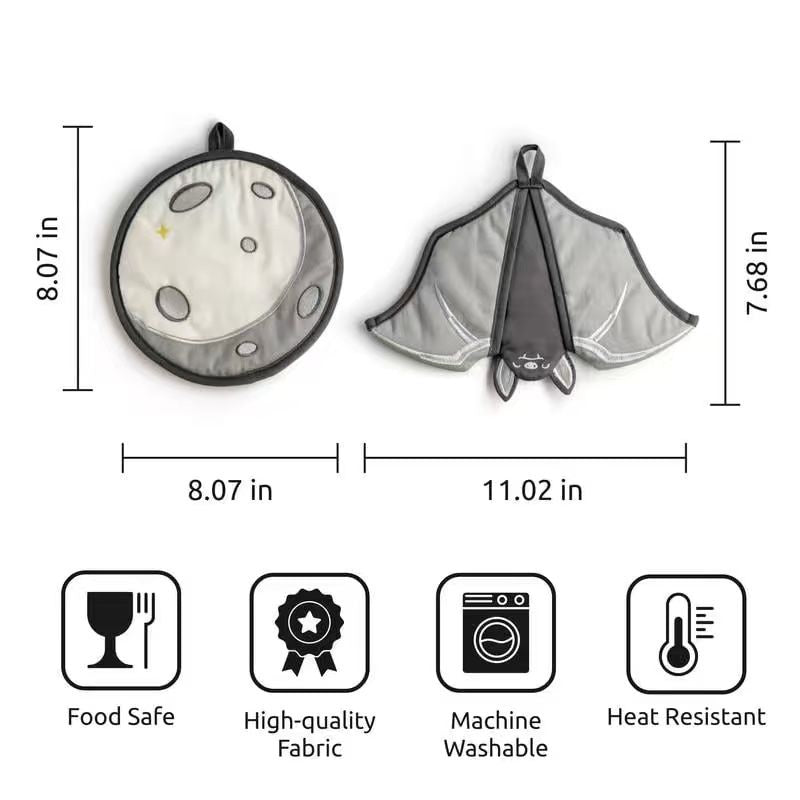 Batlicious Oven Mitts & Pot Holders Set