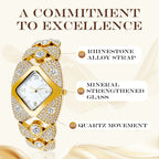 Retro Quartz Watch with Sparkling Rhinestones