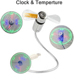 USB Fan with LED Clock Lighting