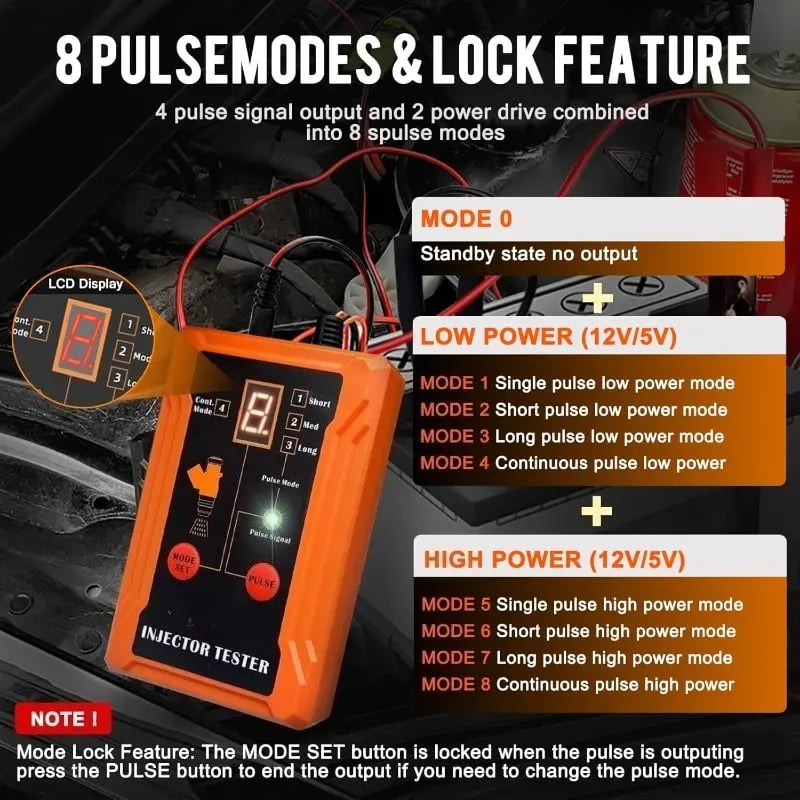Universal Fuel Injector Tester 12V/5V 8 Modes 8 Adapters