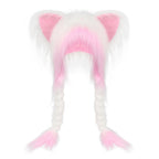 Soft Furry Animal Ear Hat with Braids