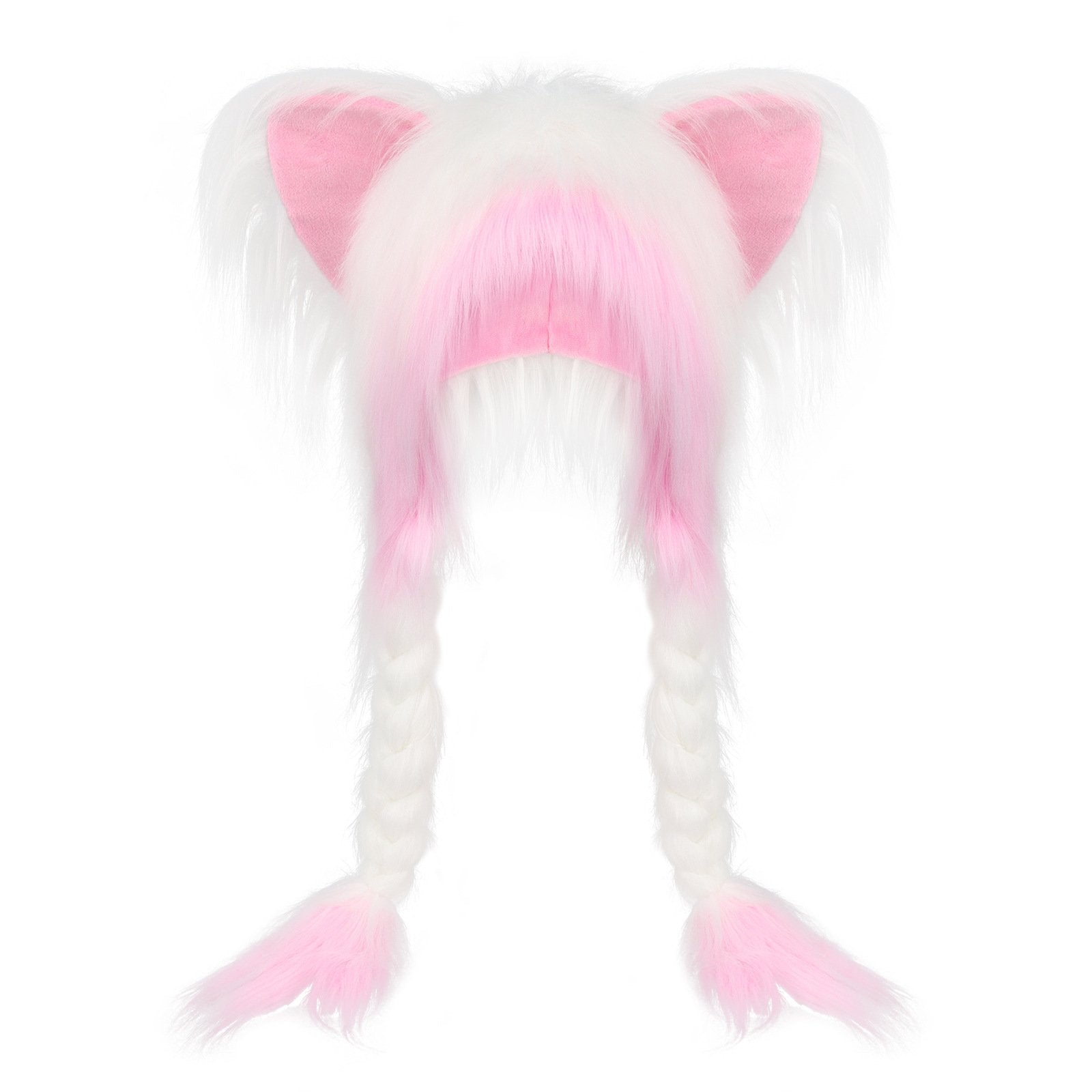 Soft Furry Animal Ear Hat with Braids
