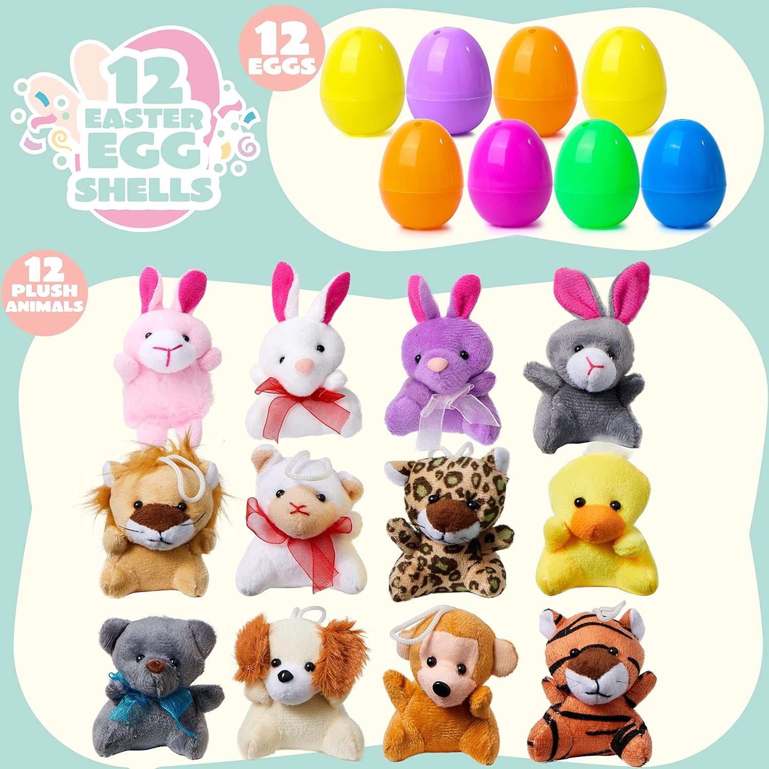 Easter Prefilled Easter Eggs, Filled with Plush Animal Toys