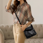 Casual Pleated Bucket Soft Leather Handbag Shoulder Bag