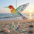 Sea Glass Rainbow Bird Wind Chime