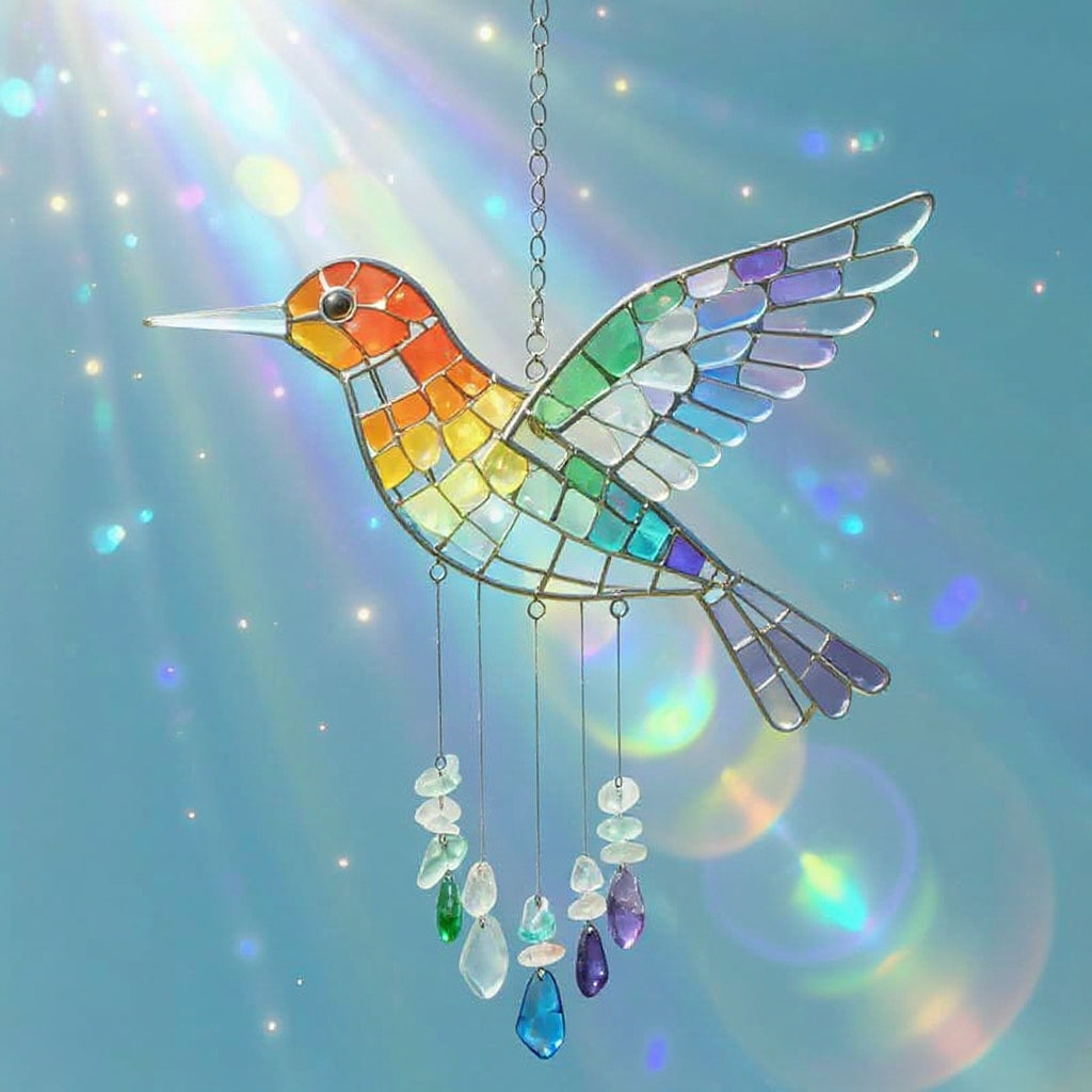 Sea Glass Rainbow Bird Wind Chime