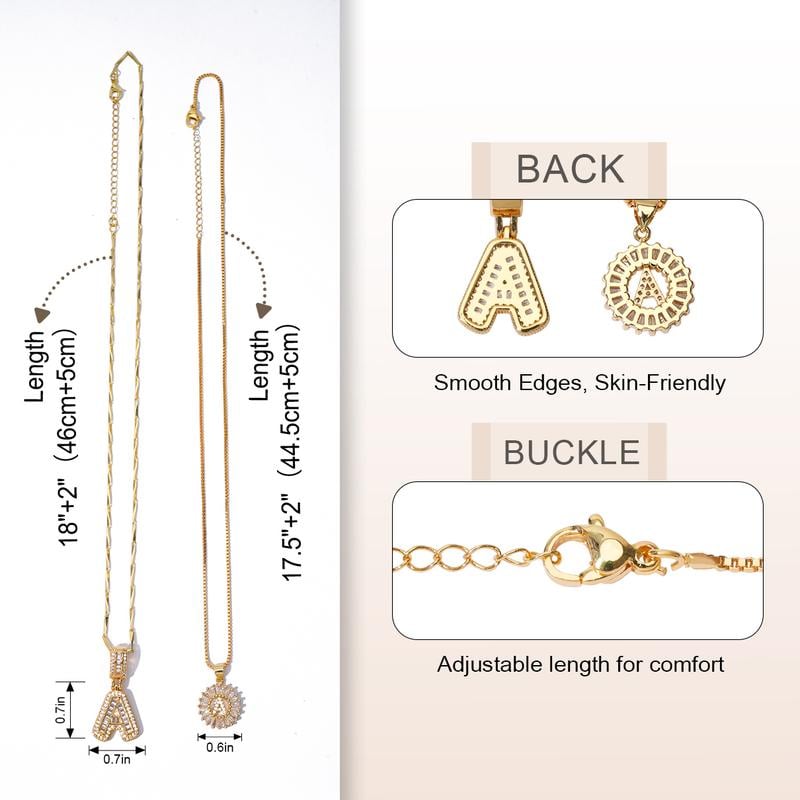 2 Pack - Initial Letter Pendant Necklaces