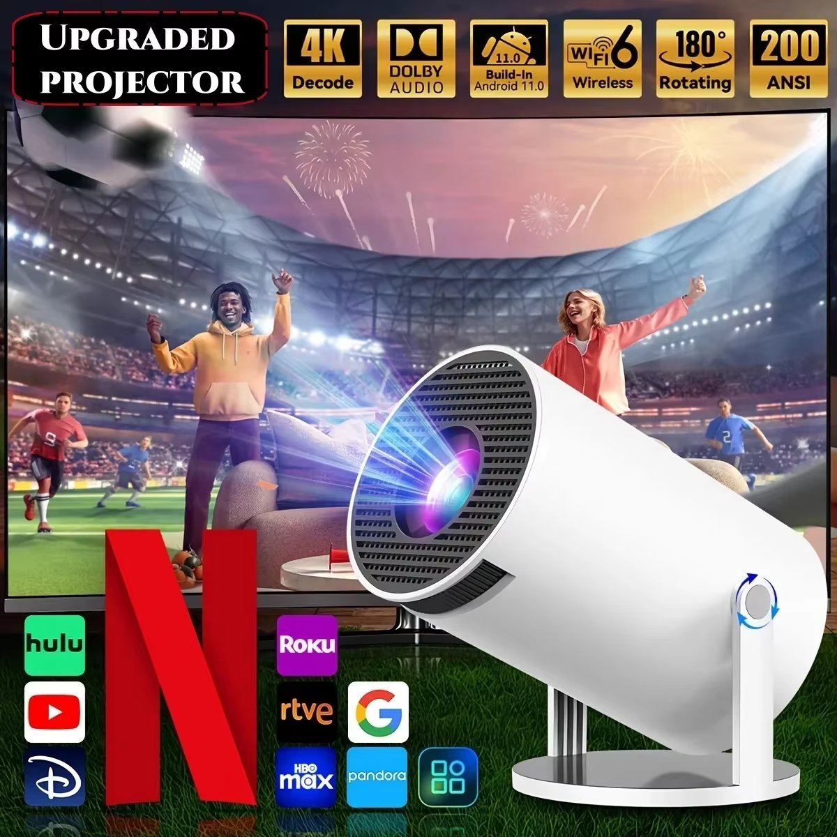 Portable 2.4G/5G Wifi Smart Projector – 4K Home Cinema & Game 1080P HD Projector