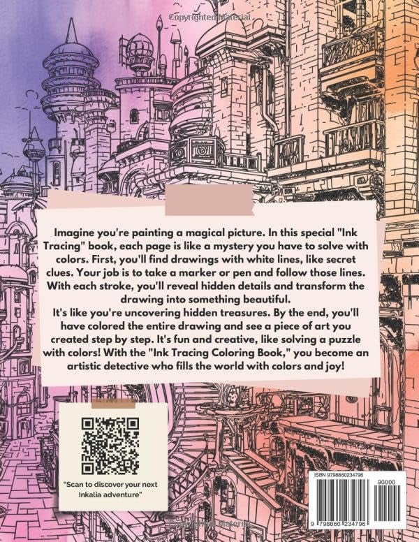 Ink Tracing Coloring Book - For Beginners & Stress Relief