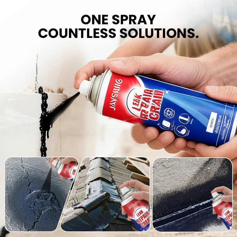 Instant Leak Repair Spray Seals Cracks & Gaps in 5 Minutes, Waterproof & Flexible for Pipes/Roofs