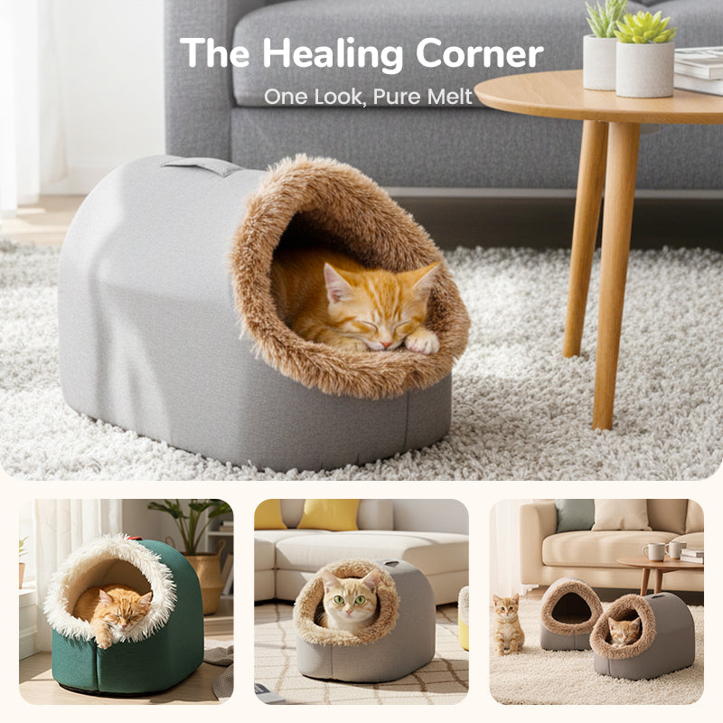 Flash Sale ! Cozy Pet Cave Bed – Your pet‘s safe haven for winter. Soft, warm & perfect for cuddle-up naps. Peace of mind for caring owners