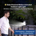 Outdoor solar garden lights and motion-activated lights