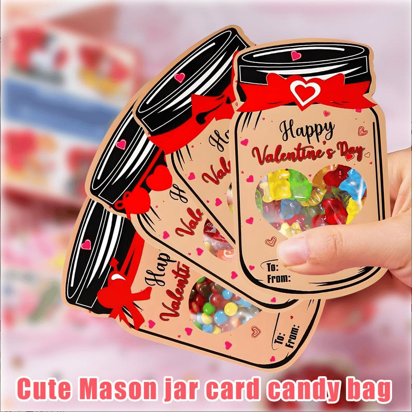 Valentines Day Cards for Kids - 60 Pack Mason Jar Valentine Gifts Cards