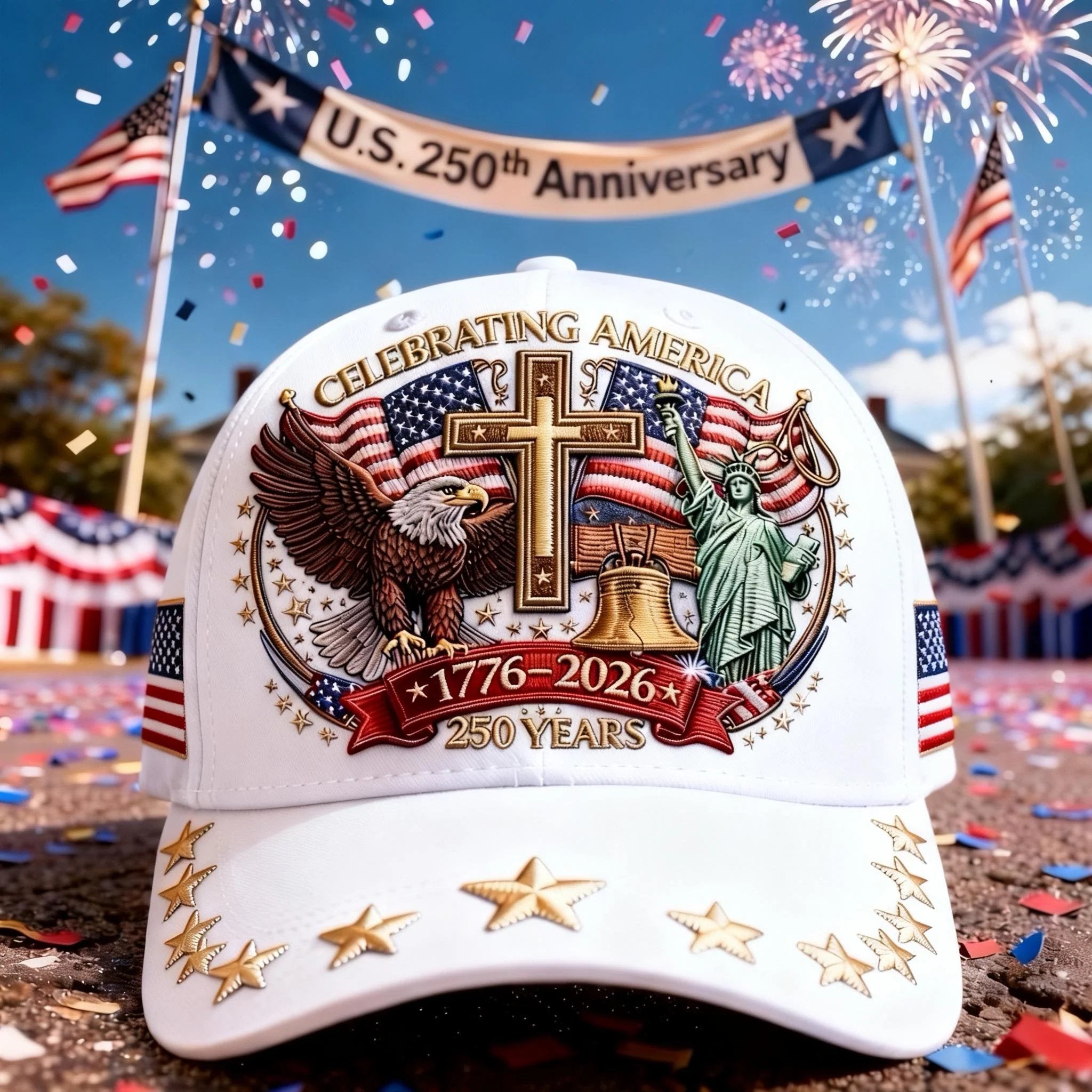 Eagle & Liberty & Cross United States 250th Anniversary Hat