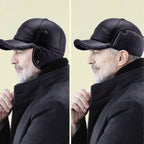 New Men's Winter Hat with Sheepskin Flat Top Earmuffs