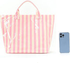 Lightweight Striped Tote Bag Large Capacity Travel & Beach Carryall