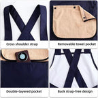 Apron with Pockets for Women and Men Cross Back Design with Towel