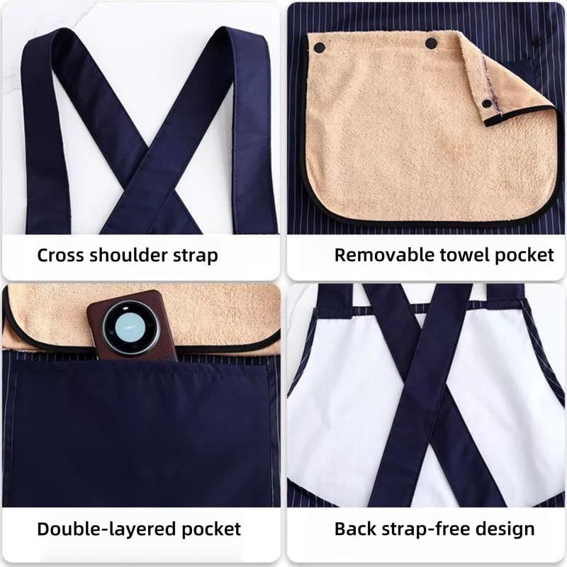 Apron with Pockets for Women and Men Cross Back Design with Towel