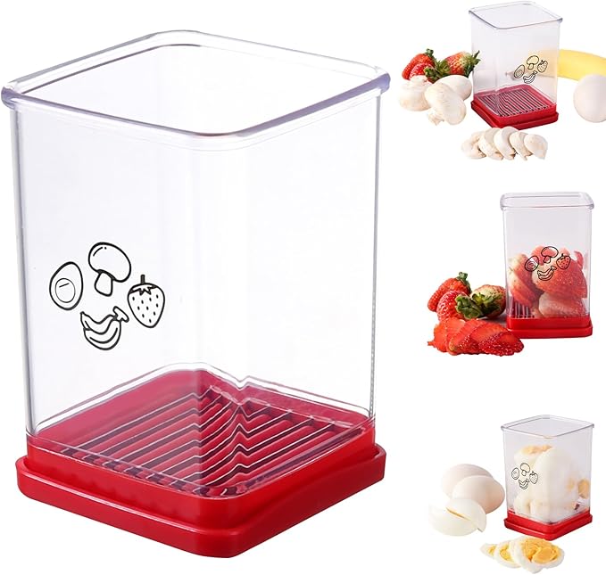 【Cup-Style Quick Slicer with Pusher — Kitchen Prep, One Step Ahead!】