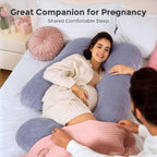 Pregnancy Pillow J-Shaped Full Body Pregnancy Support Pillow – 57″ Removable Cover, Back, Belly, Legs Support, Grey™