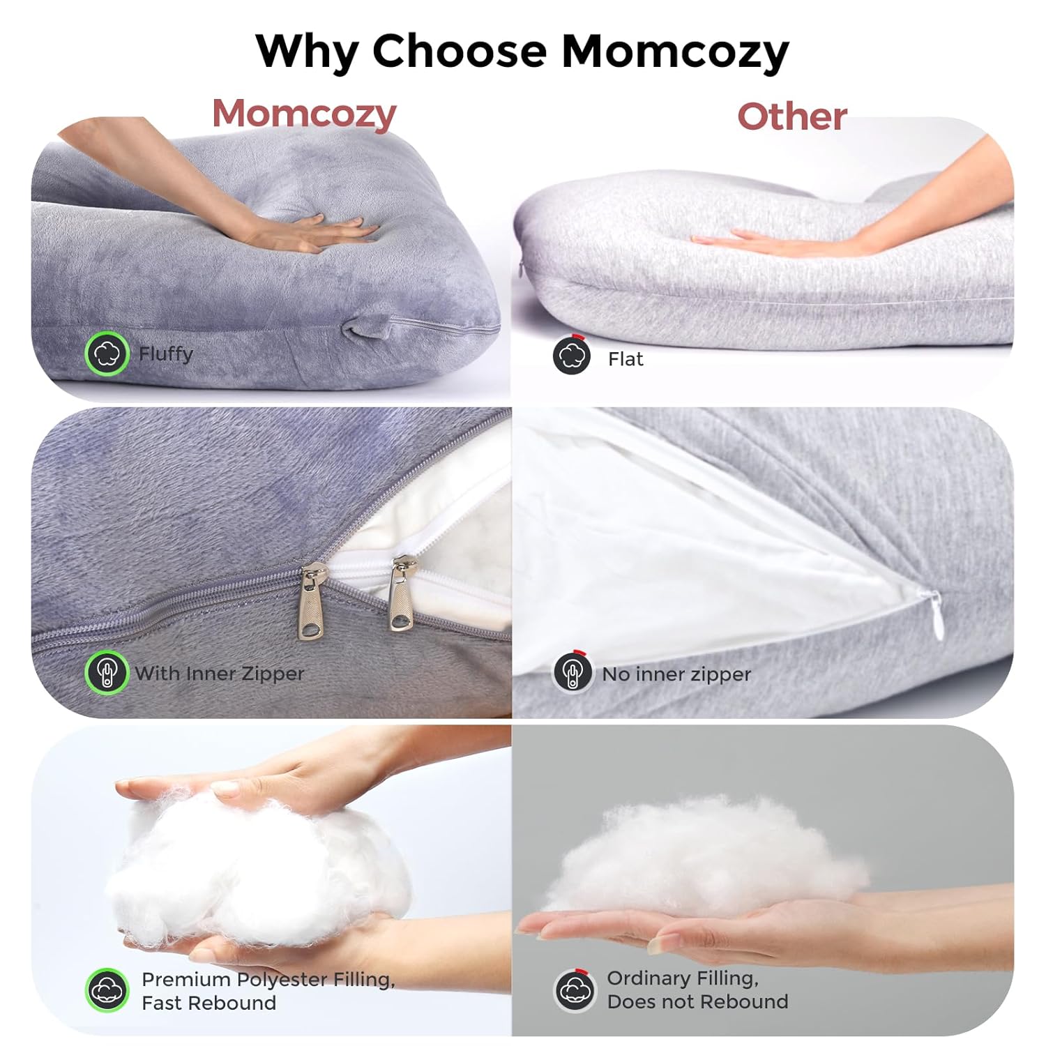 Pregnancy Pillow J-Shaped Full Body Pregnancy Support Pillow – 57″ Removable Cover, Back, Belly, Legs Support, Grey™