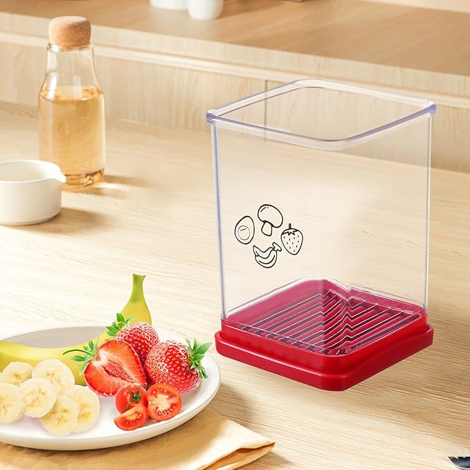 【Cup-Style Quick Slicer with Pusher — Kitchen Prep, One Step Ahead!】