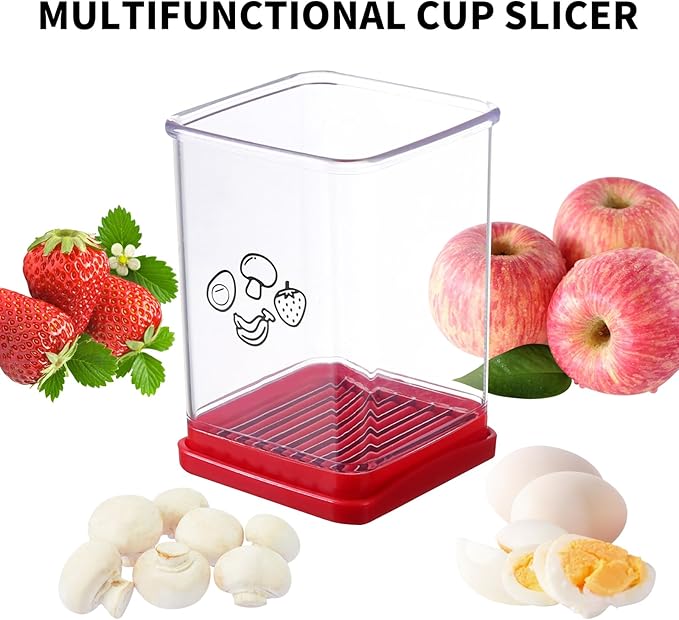 【Cup-Style Quick Slicer with Pusher — Kitchen Prep, One Step Ahead!】