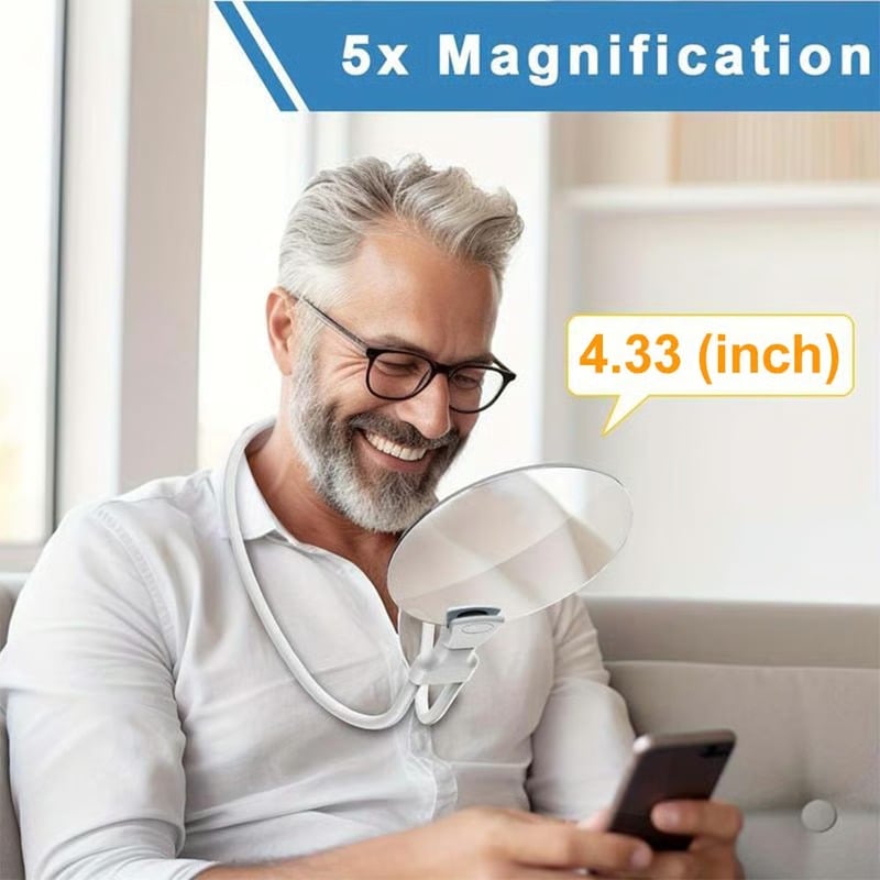 Designed for Seniors 5X Magnifying Glass with 4.33" Lens — Hands-Free, Portable & Multi-Use Magnifier