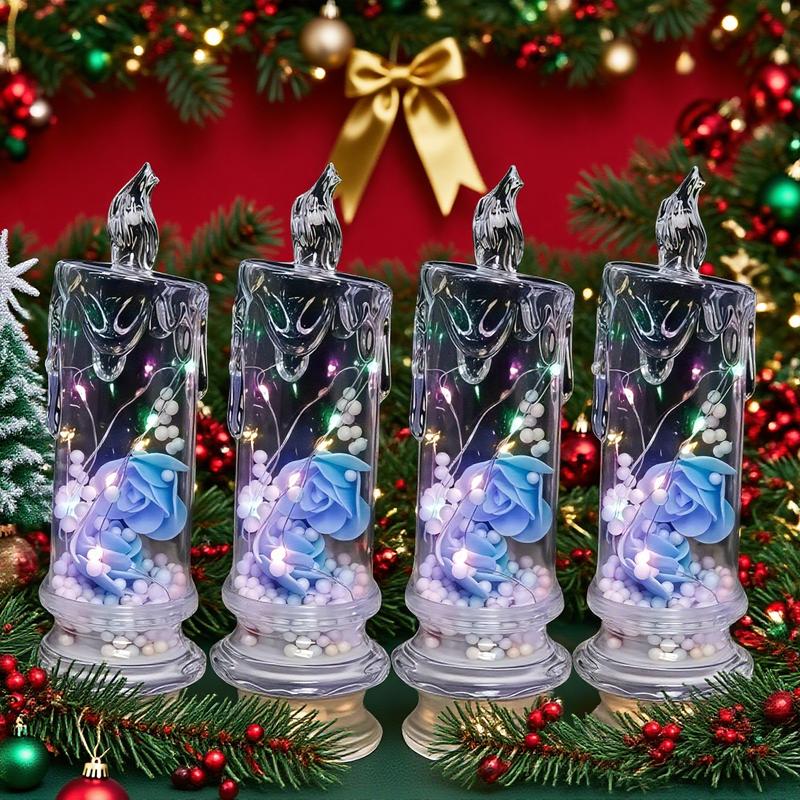 A set of 4 LED crystal candle lights